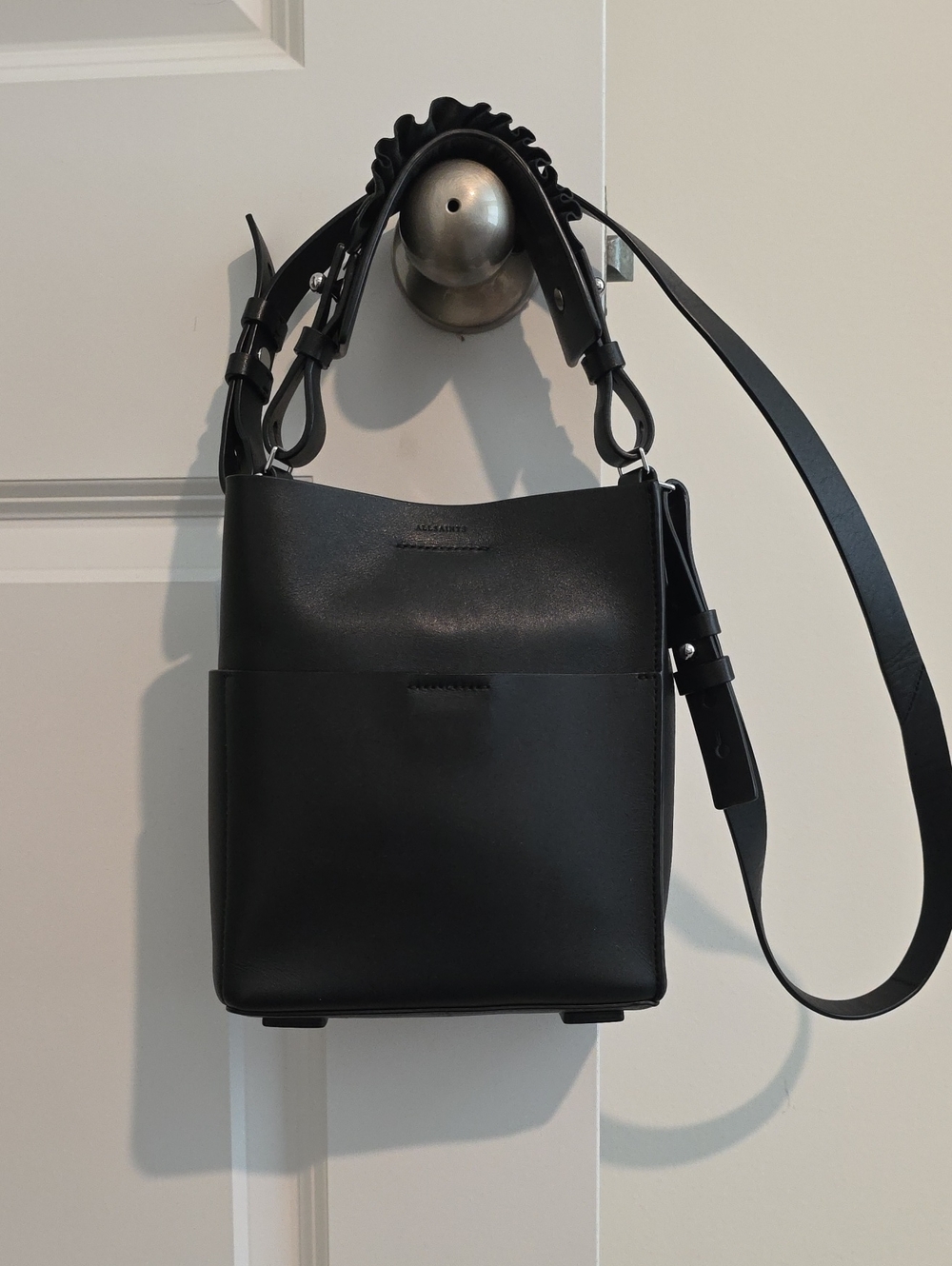 AllSaints Black Leather Tote Small